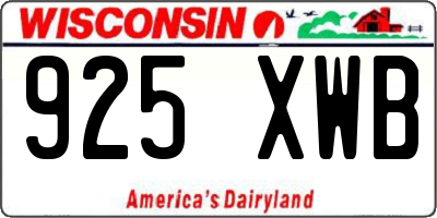 WI license plate 925XWB