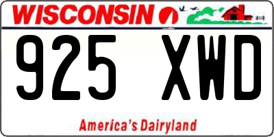 WI license plate 925XWD
