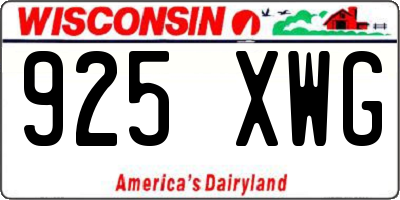 WI license plate 925XWG