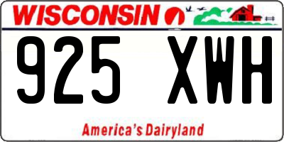 WI license plate 925XWH
