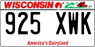 WI license plate 925XWK