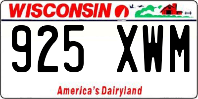 WI license plate 925XWM