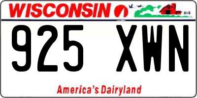 WI license plate 925XWN