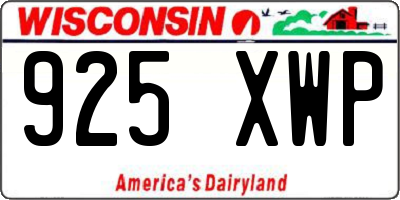 WI license plate 925XWP