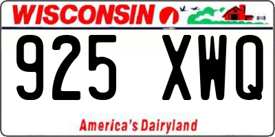 WI license plate 925XWQ