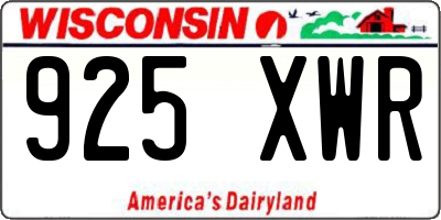 WI license plate 925XWR