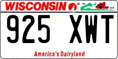 WI license plate 925XWT