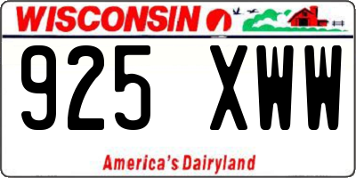 WI license plate 925XWW