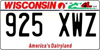 WI license plate 925XWZ