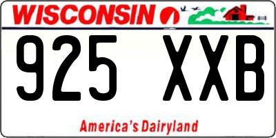 WI license plate 925XXB