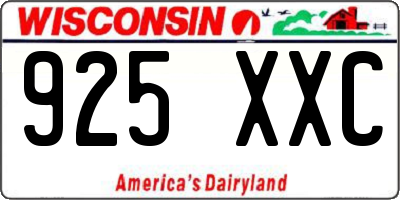 WI license plate 925XXC