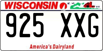WI license plate 925XXG