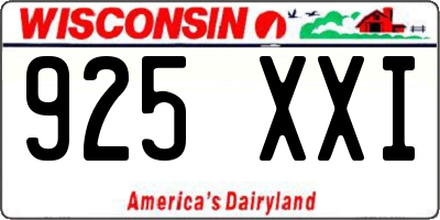 WI license plate 925XXI