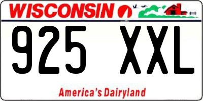 WI license plate 925XXL