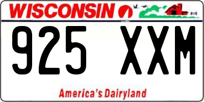 WI license plate 925XXM