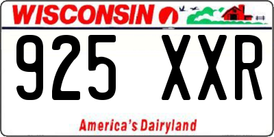WI license plate 925XXR