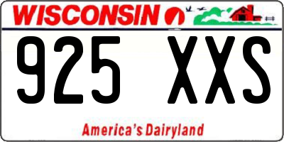 WI license plate 925XXS