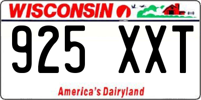 WI license plate 925XXT