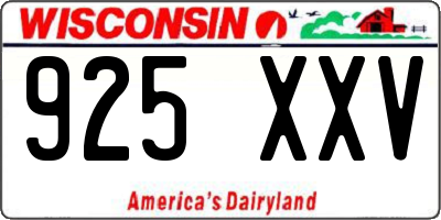 WI license plate 925XXV