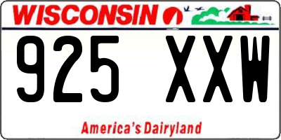 WI license plate 925XXW
