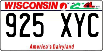 WI license plate 925XYC