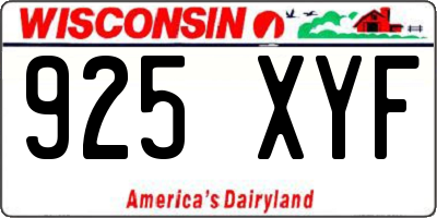 WI license plate 925XYF