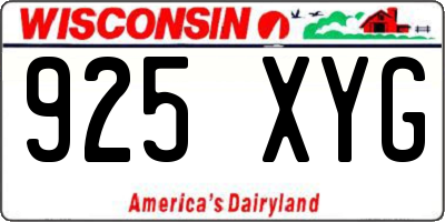 WI license plate 925XYG