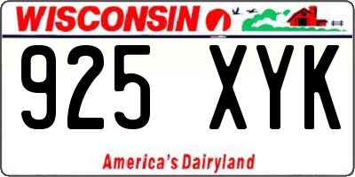 WI license plate 925XYK