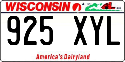 WI license plate 925XYL