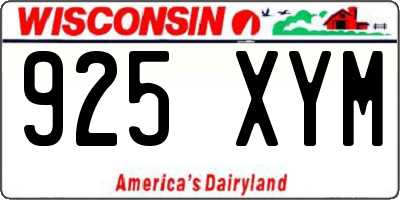WI license plate 925XYM