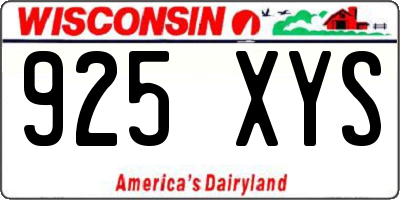 WI license plate 925XYS