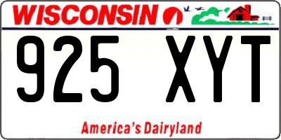 WI license plate 925XYT