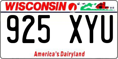 WI license plate 925XYU