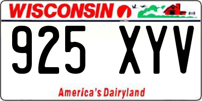 WI license plate 925XYV