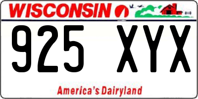 WI license plate 925XYX