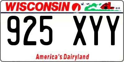 WI license plate 925XYY