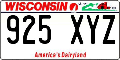 WI license plate 925XYZ