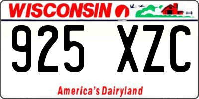 WI license plate 925XZC