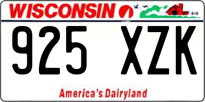 WI license plate 925XZK