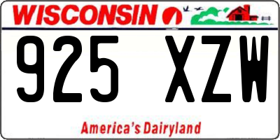 WI license plate 925XZW
