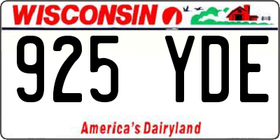 WI license plate 925YDE
