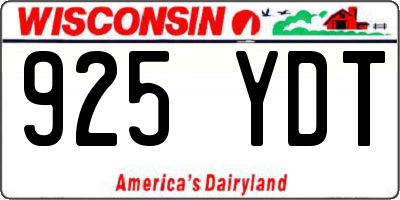 WI license plate 925YDT
