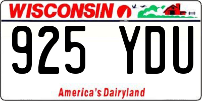 WI license plate 925YDU