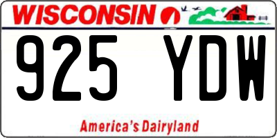 WI license plate 925YDW