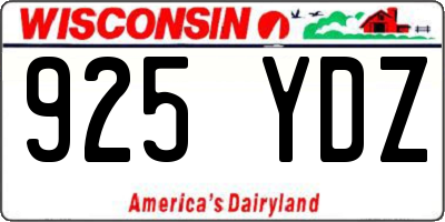 WI license plate 925YDZ