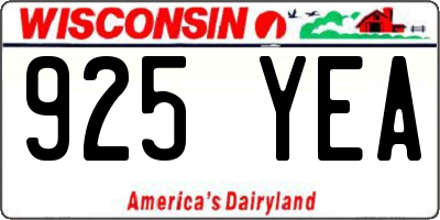 WI license plate 925YEA