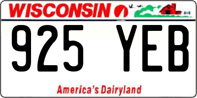 WI license plate 925YEB