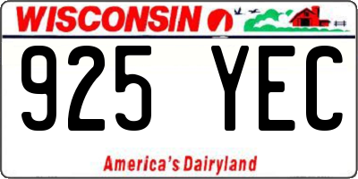 WI license plate 925YEC