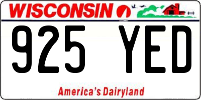 WI license plate 925YED