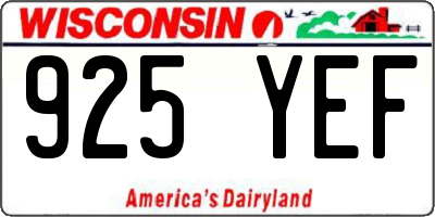 WI license plate 925YEF